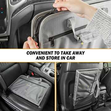 JOYTUTUS 3 in 1 Steering Wheel Eating Tray (Gray), Car Back Seat Laptop Desk, Multifunctional Car Office Bag, Car Work Table for Writing, Car Organizer for Kids, Commuters, Family