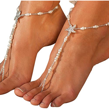 Stunning Bermuda Beach Wedding Barefoot Sandals with Beads and Charm