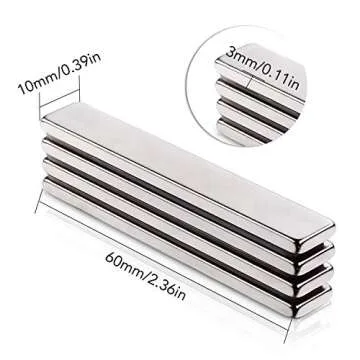 LOVIMAG Powerful Neodymium Bar Magnets, Rare-Earth Metal Neodymium Magnet - 60 x 10 x 3 mm, Pack of 12