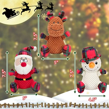 Rypet 3 Pack Plush Dog Toys - Durable Holiday Fun