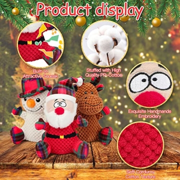 Rypet 3 Pack Plush Dog Toys - Durable Holiday Fun