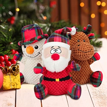 Rypet 3 Pack Plush Dog Toys - Durable Holiday Fun