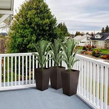 Outsunny Set of 3 Tall Planters with Drainage Hole, 24" Outdoor Flower Plant Pots, Indoor Planters f...