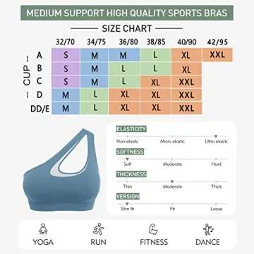 Sykooria Womens One Shoulder Sports Bras Workout Yoga Bra Sexy Cute Medium Support Light Gray Blue