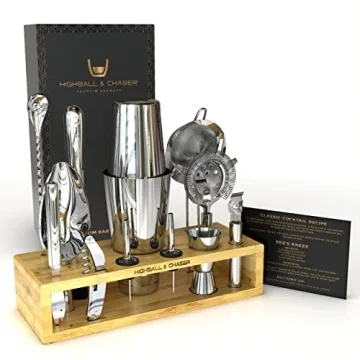 Highball & Chaser 13-Piece Cocktail Shaker Set with Stand