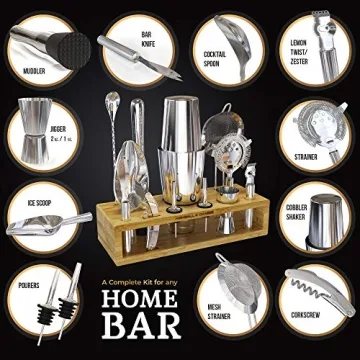 Highball & Chaser 13-Piece Cocktail Shaker Set with Stand