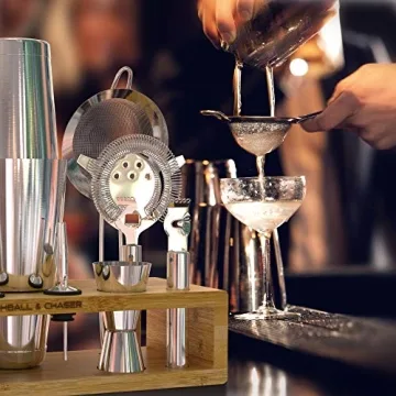 Highball & Chaser 13-Piece Cocktail Shaker Set with Stand