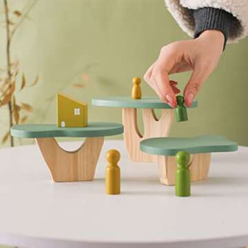 Wooden Tree Toy 15 PCS Wood Stacking Forest Toys for Toddlers, Peg Doll and Tree Sensory Toys Educational Balancing Activities Toy, Montessori Wooden Blocks for Toddlers 1-3，Boy Birthday Gifts