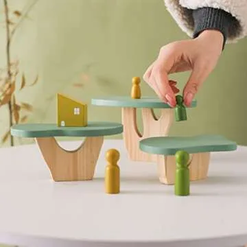Wooden Tree Toy 15 PCS Wood Stacking Forest Toys for Toddlers, Peg Doll and Tree Sensory Toys Educational Balancing Activities Toy, Montessori Wooden Blocks for Toddlers 1-3，Boy Birthday Gifts