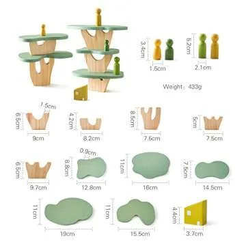 Wooden Tree Toy 15 PCS Wood Stacking Forest Toys for Toddlers, Peg Doll and Tree Sensory Toys Educational Balancing Activities Toy, Montessori Wooden Blocks for Toddlers 1-3，Boy Birthday Gifts