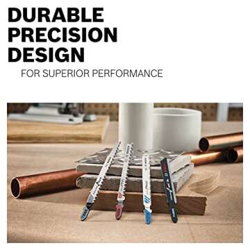 BOSCH T113A3 3-Pack 4 In. Knife Edge T-Shank Jig Saw Blades Ideal for Applications in Soft Materials, Cardboard, Leather, Carpeting, Polystyrene