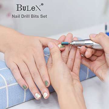 Bulex 7pcs Cuticle Drill Bits for Nails - Professional Efile Nail Drill Bits Set to Remove Gel Polish