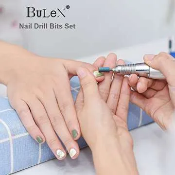 Bulex 7pcs Cuticle Drill Bits for Nails - Professional Efile Nail Drill Bits Set to Remove Gel Polish
