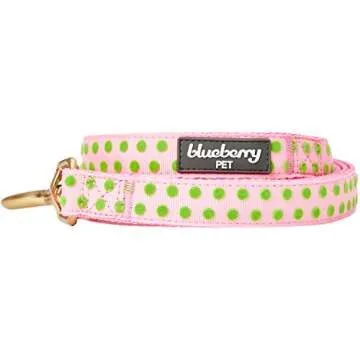 Blueberry Pet 4 Patterns Velvety Polka Dot Flocking Dog Leash in Baby Pink, 4 ft x 1", Large, Leashe...