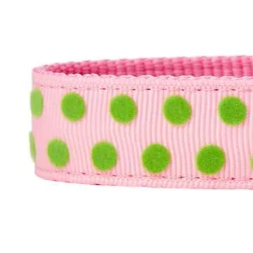 Blueberry Pet 4 Patterns Velvety Polka Dot Flocking Dog Leash in Baby Pink, 4 ft x 1", Large, Leashes for Dogs