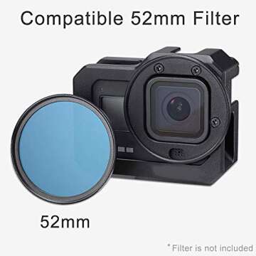 Yifant Video Cage for GoPro Hero 8 Black Camera, Dual Cold Shoe Camera Aluminum Protective Case for Gopro with 52MM Filter Adapter & Mic Heighten Pad & Audio Adapter Storage Bin