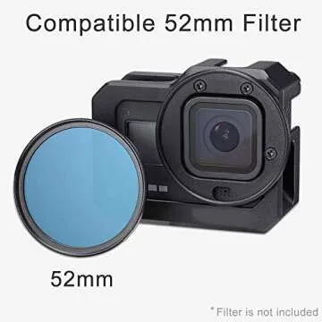 Yifant Video Cage for GoPro Hero 8 Black Camera, Dual Cold Shoe Camera Aluminum Protective Case for Gopro with 52MM Filter Adapter & Mic Heighten Pad & Audio Adapter Storage Bin