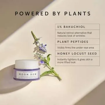 HERBIVORE Moon Dew 1% Bakuchiol + Peptides Retinol Alternative Anti Aging Eye Cream Reduces Fine Lin...