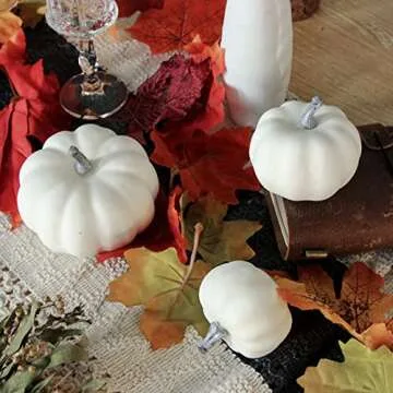 ZIFTY 12Pcs Fake White Pumpkins with Assorted Sizes Mini Artificial Pumpkins for Fall Wedding Decor Halloween Thanksgiving Day Rustic Harvest Decoration