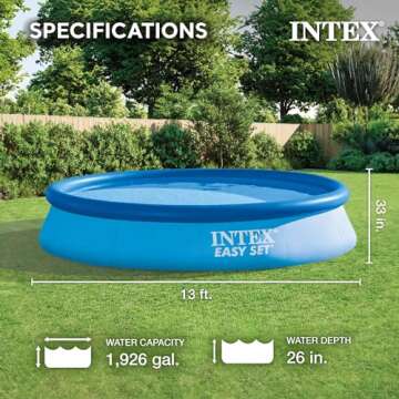 Intex 28141EH Easy Set Inflatable Swimming Pool Set: 13ft x 33in – Includes 530 GPH Cartridge Filter Pump – Puncture-Resistant Material – 1926 Gallon Capacity – 26in Water Depth