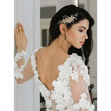 SWEETV Flower Bride Wedding Hair Comb for Elegance