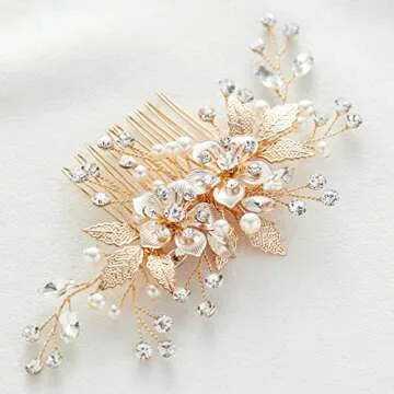 SWEETV Flower Bride Wedding Hair Comb for Elegance