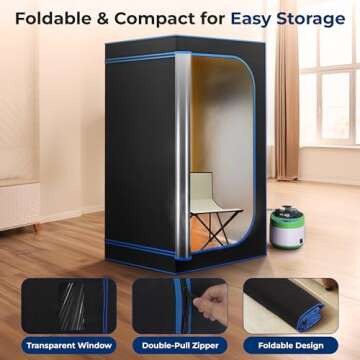 SereneLife Portable Sauna for Home, Steam Sauna Tent with 4L Steamer, Folding Sauna Chair, Compact Personal Detox Sauna, Remote Control in-Home Spa, 71" x 35" - inch (Black)