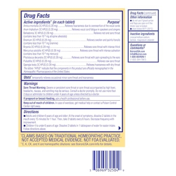 Boiron ThroatCalm Tablets Sore Throat Relief 60 Count