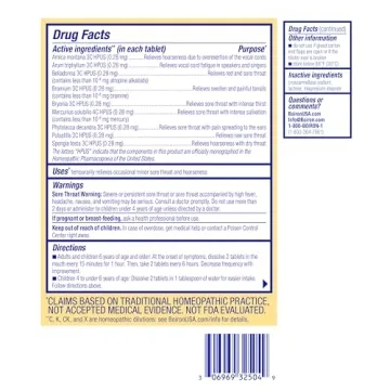 Boiron ThroatCalm Tablets Sore Throat Relief 60 Count