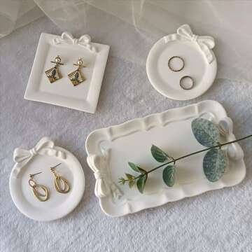 Unityown 3PCS Creative Bow Lace Tray Resin Molds Kit