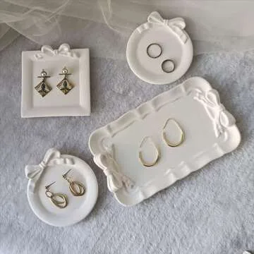 Unityown 3PCS Creative Bow Lace Tray Resin Molds Kit