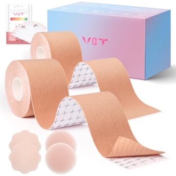 VBT 2 Pack Boob Tape - Breast Lift Tape, Body Tape for Breast Lift w 2 Pcs Silicone Breast Reusable ...