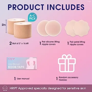 VBT Boob Tape - Ultimate Breast Lift Support for All Sizes