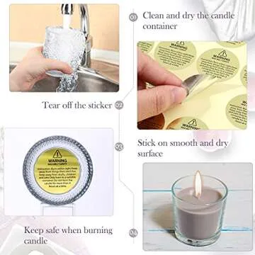 Holographic Candle Warning Labels for Candle Jars & Tins