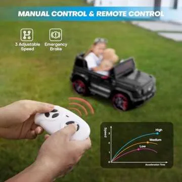 TEOAYEAH Licensed Kids Ride on Car with Parent Remote Control, Wireless Music, 12V 7Ah Battery Powered Electric Car Ride on Toys, Safety Belt, Suspension System