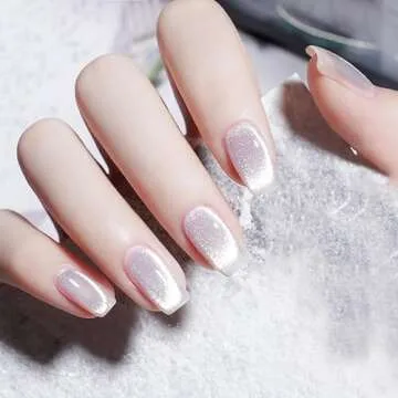 COSMOO Crystal Wide Cat Eye Nail Gel Polish Sliver 9D Magnetic Gel Nail Polish with Snowlight Sliver Cat Eye Effect with Magnet Stick
