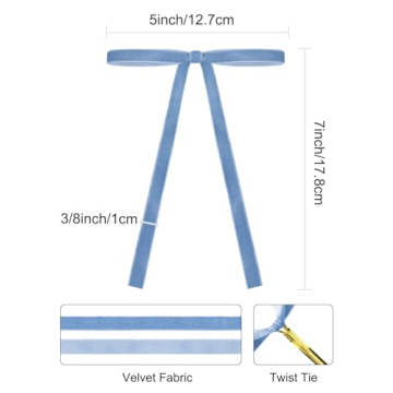 Light Blue Velvet Christmas Tree Bows - 24 Pack Decor