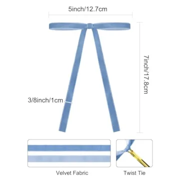 Light Blue Velvet Christmas Tree Bows - 24 Pack Decor