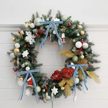 Light Blue Velvet Christmas Tree Bows - 24 Pack Decor