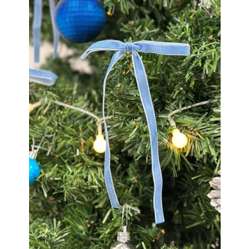 Light Blue Velvet Christmas Tree Bows - 24 Pack Decor