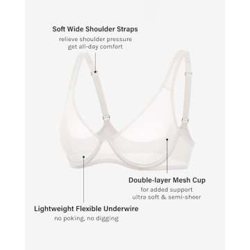 INLYRIC Women's Comfortable Mesh Balconette Bra