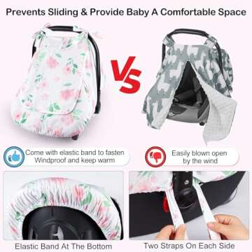 Unicorn Castle Baby Car Seat Cover Infant Car Seat Covers for Babies Breathable Car Seat Canopy Mesh...