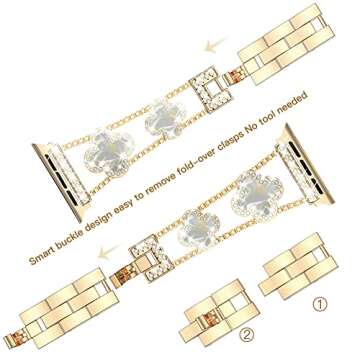 42/44/45/49/ mm cool woman chain metal smartwatch strap compatible with Apple Watch Band Series 9/8/7/6/SE/5/4 adjustable replacement watch bracelet for Iwatch gold Watch Band