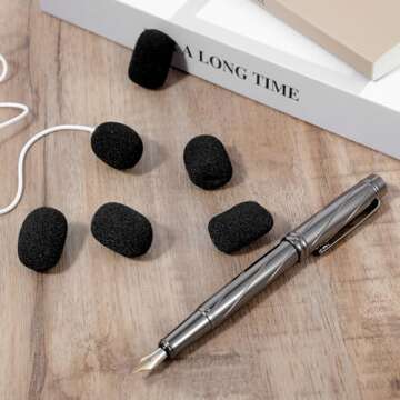 10 Pack Microphone Covers Foam, Lapel Headset Microphone Windscreen Sponge Foam Mini Cover for Noise Reduction, Dust and Saliva Protection, Compatible with Various Headset Microphones (Black)