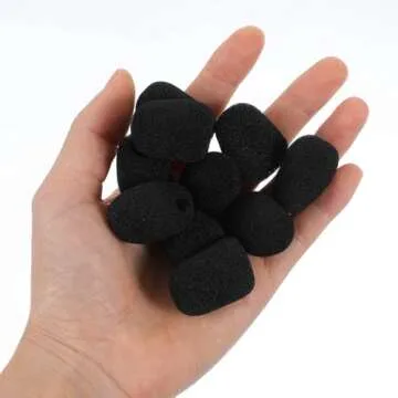 10 Pack Microphone Covers Foam, Lapel Headset Microphone Windscreen Sponge Foam Mini Cover for Noise Reduction, Dust and Saliva Protection, Compatible with Various Headset Microphones (Black)