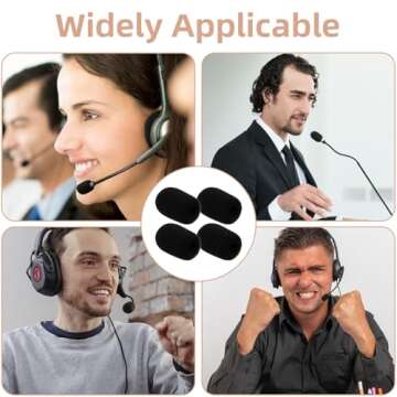 10 Pack Microphone Covers Foam, Lapel Headset Microphone Windscreen Sponge Foam Mini Cover for Noise Reduction, Dust and Saliva Protection, Compatible with Various Headset Microphones (Black)