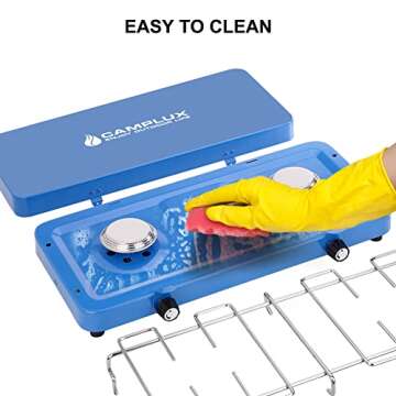 Camplux Propane Camping Stove 2 Burner, Portable Gas Stoves with Regulator for Outdoor Cooking Total Power at 14,000 BTU