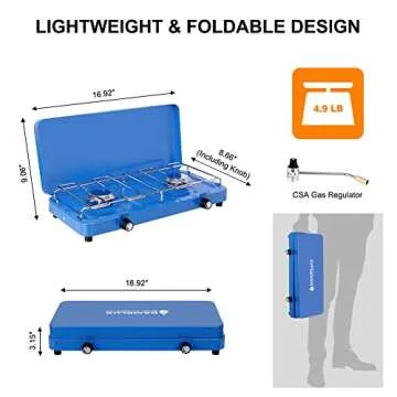 Camplux Propane Camping Stove 2 Burner, Portable Gas Stoves with Regulator for Outdoor Cooking Total Power at 14,000 BTU