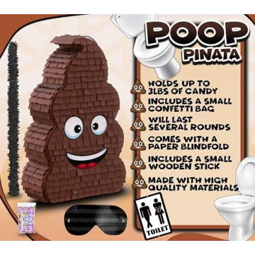 Funny Poop Piñata 4-Piece Set for Parties and Fun