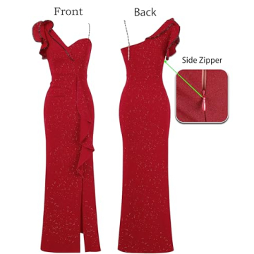 Elegant One Shoulder Beaded Maxi Dress for Weddings